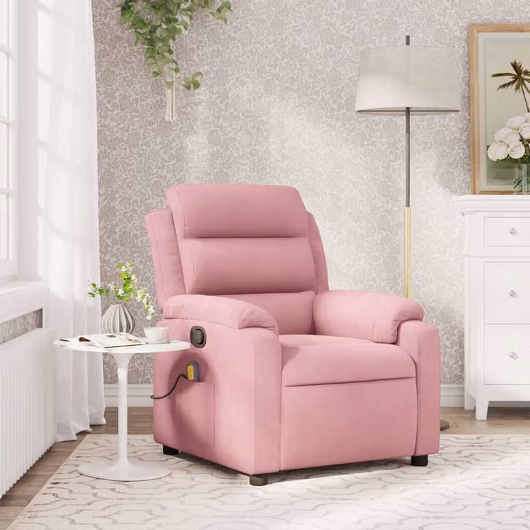 vidaXL Poltrona Relax Reclinabile in Velluto Rosa con Braccioli