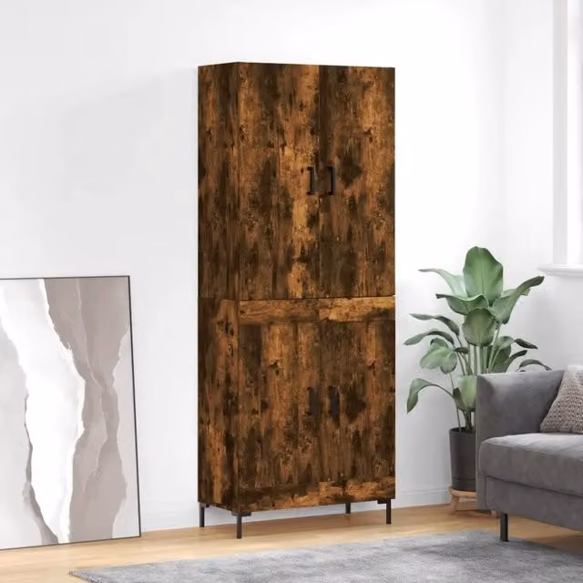 Credenza moderna vidaXL in legno e metallo color marrone, L: 69,5 cm, P: 34 cm, H: 180 cm