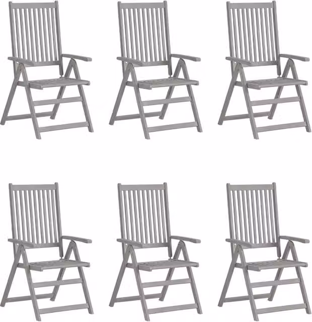 Sedie da Giardino Reclinabili 6 pz con Cuscini Massello Acacia 3065327