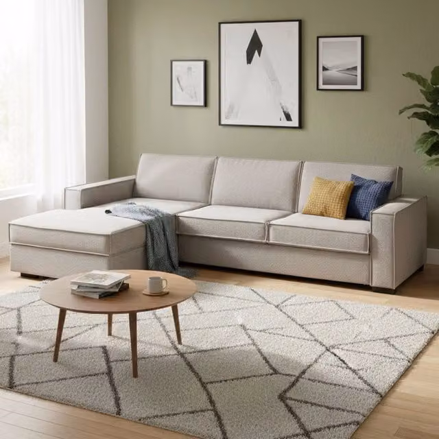 Divano Letto Albenga Talamo Italia con Penisola Sfoderabile, Grigio, L/P/H: 260 x 95 x 90 cm – 1
