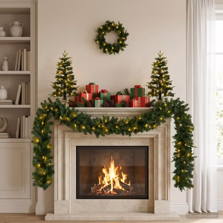 Set di mini albero di Natale, altezza 45 cm, 125 luci a luce calda, realizzato in PVC e PE