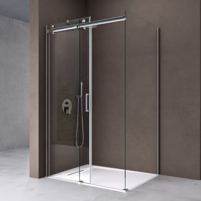 doporro Box Doccia 90x115x195 cm in Vetro Temperato Trasparente 8 mm Porta Scorrevole con Maniglie e Profili Cromati, Trattamento Anticalcare Easy Clean - Ravenna17K