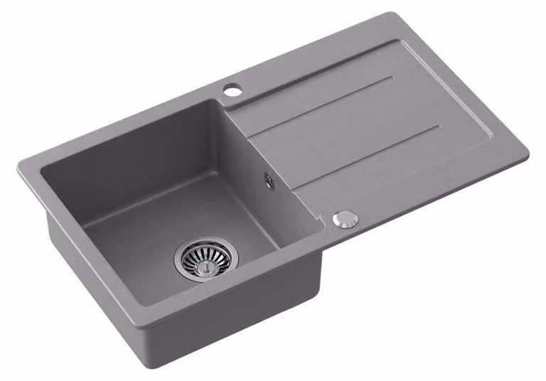 Lavello in granito con sgocciolatoio 77x44cm, grigio