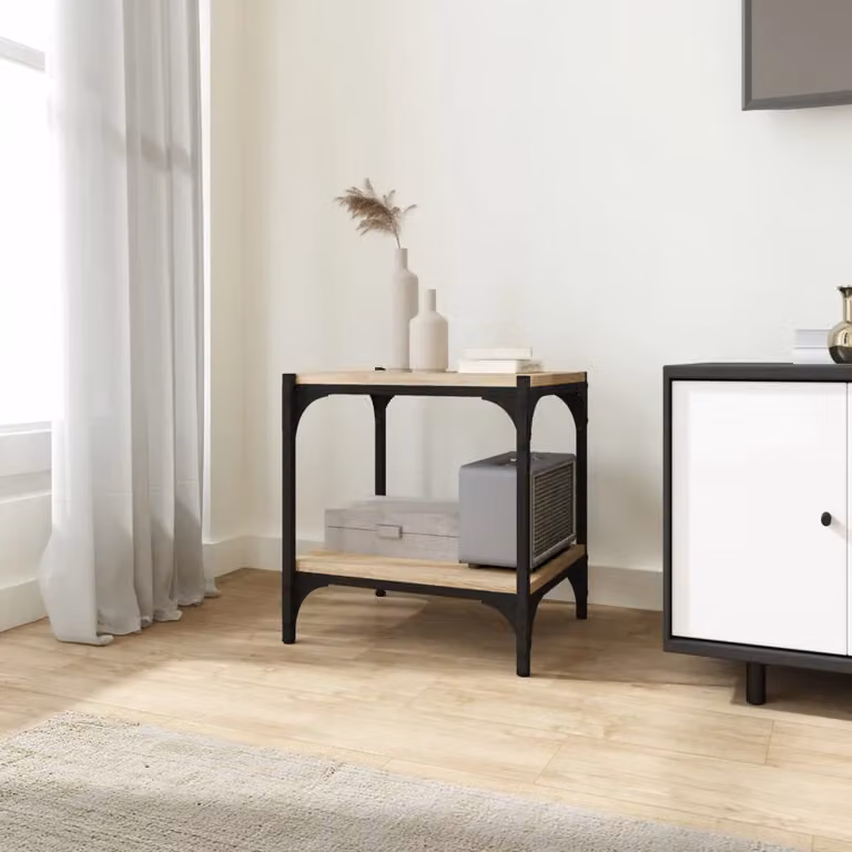 Mobile TV vidaXL in stile industriale, Rovere Sonoma e Acciaio, L 40 cm x P 33 cm x H 41 cm