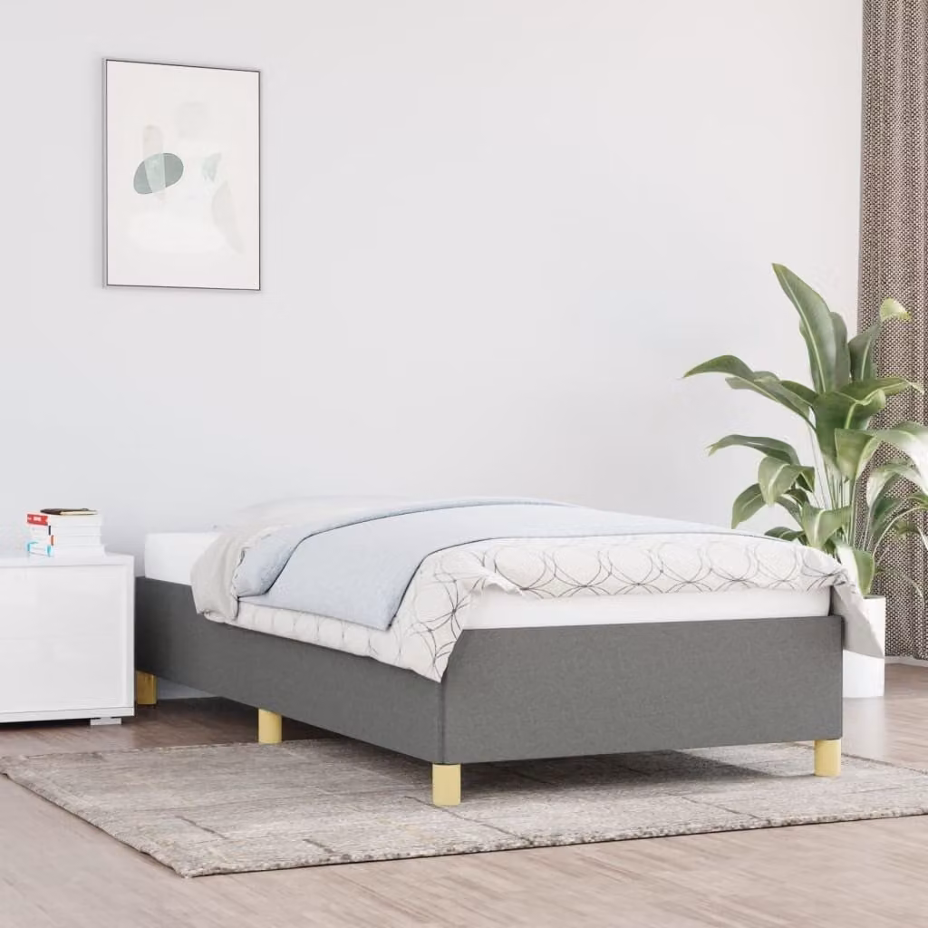 The Living Store Struttura letto grigio scuro 100x200 cm in tessuto