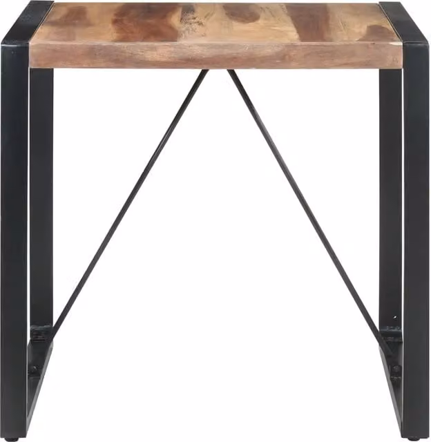 Tavolo da pranzo e da cucina quadrato in legno di acacia e metallo stile industriale, L/P/H: 80 x 80 x 75 cm