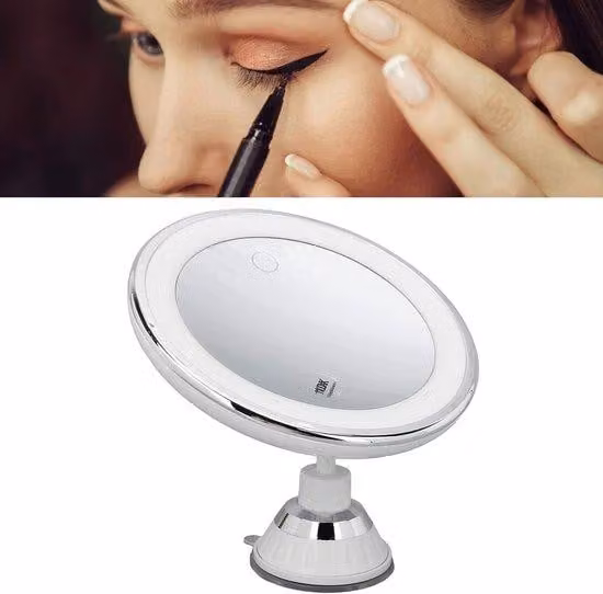 Specchio da trucco con 3 tonalità di luce - Ideale per il bagno e per i viaggi - Ingrandimento - Illuminazione - Compatto