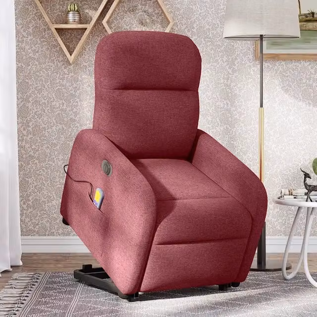 Poltrona Alzapersona Elettrica con Assistenza al Sollevamento vidaXL in Tessuto Rosso
