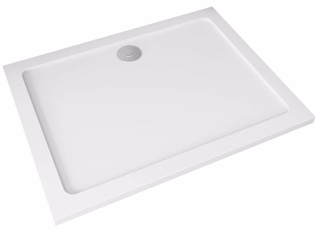 Piatto doccia rettangolare Piato - resina di marmo - bianco lucido - 110x90x3 cm