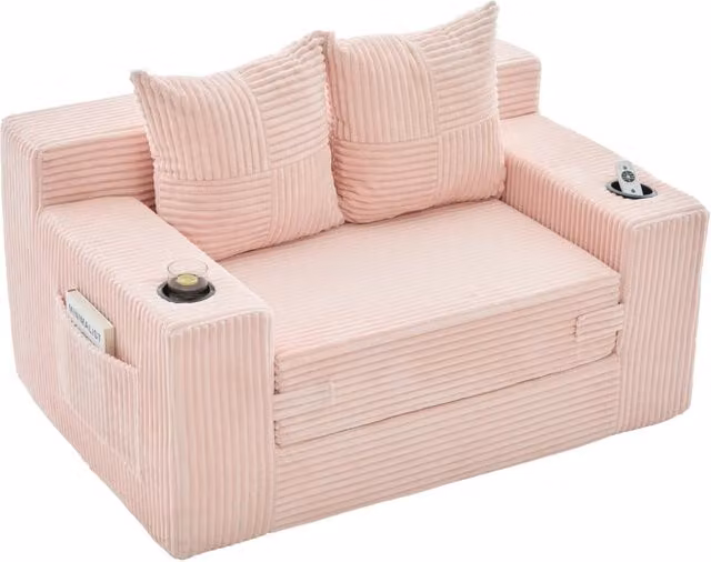 Divano letto doppio moderno in tessuto di velluto a coste, 151x133x64 cm, colore non specificato