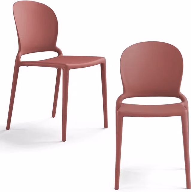 Set di 2 sedie impilabili JASMINE Redokasa in polipropilene colore Mattone per cucina, giardino o sala da pranzo