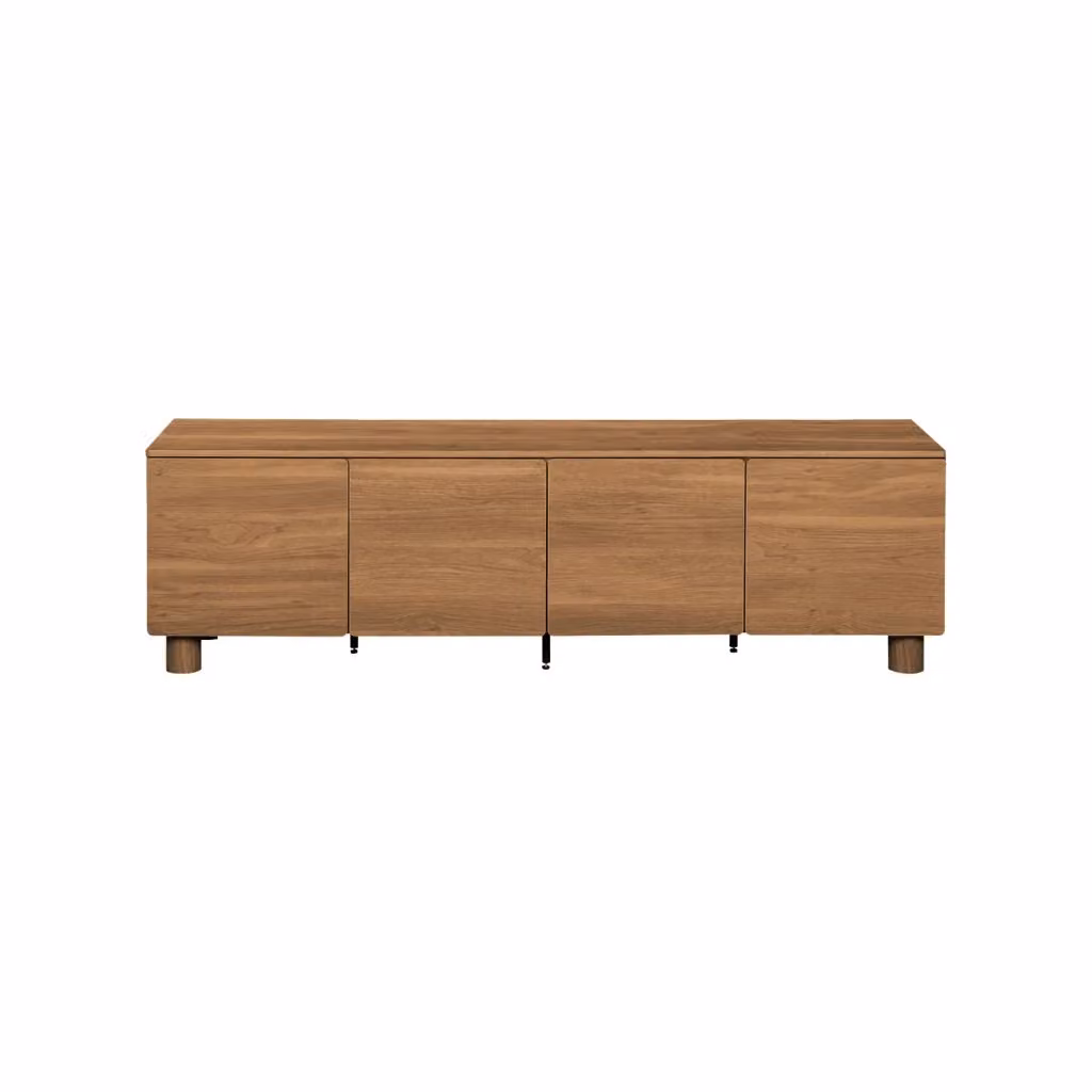 Mobile TV moderno SWEEEK in legno e metallo marrone con 4 ante e cassetto soft close L: 180 cm, P: 40 cm, H: 53 cm – 2