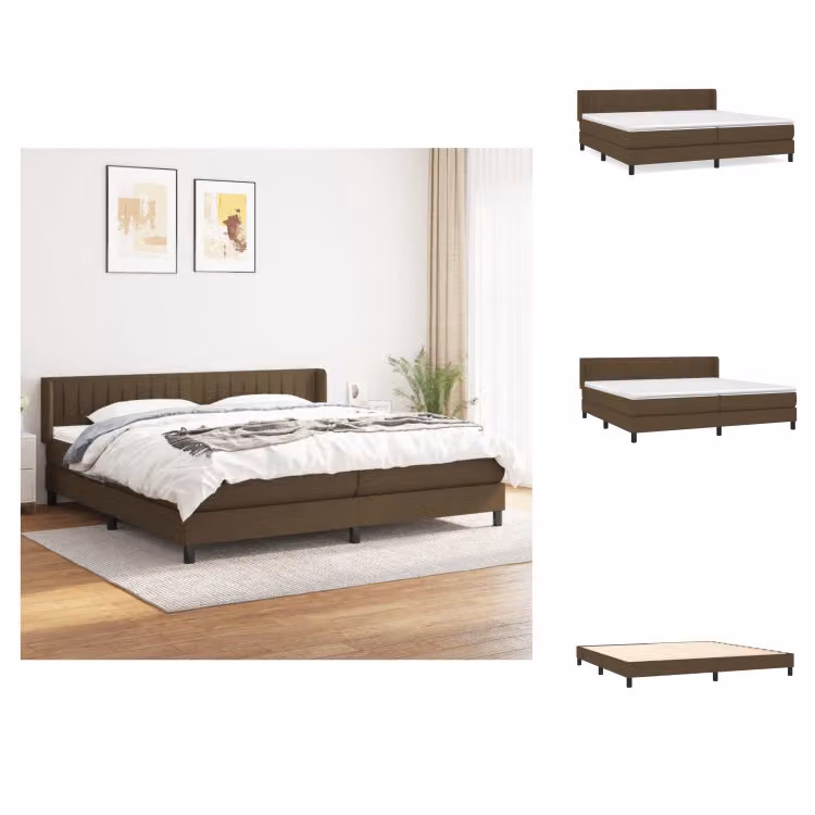 vidaXL Letto a molle con materasso in tessuto marrone scuro 200x200 cm - Letti e strutture letto