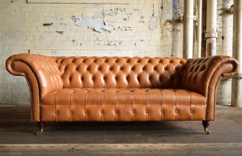 Ledersofa Sofa Couch 3 Sitzer Sofas Couchen Chesterfield Leder Polster Garnitur