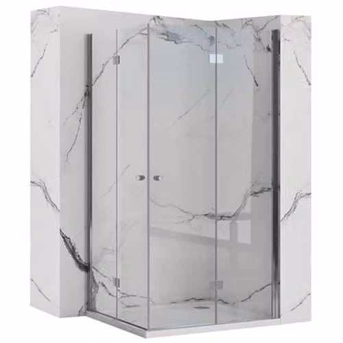Rea - Fold N2 Box Doccia Cromo 90X90X190 cm Vetro Di Sicurezza Temperato Trasparente 6mm (Cromo) Senza Piatto Doccia