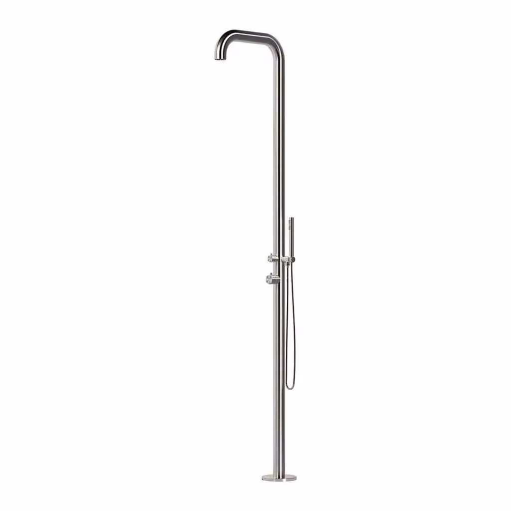 Doccia per esterno MPC in acciaio inox 316 satinato argento con miscelatore calda-fredda, deviatore sopra-sotto e doccino flessibile anticalcare MX1013-INOX – 2