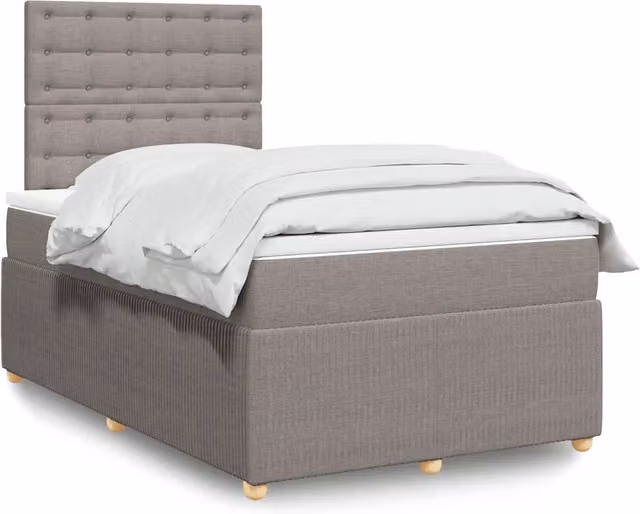 Letto Ibrido vidaXL con Materasso in Tessuto Beige e Grigio L/P/H: 120 x 200 cm