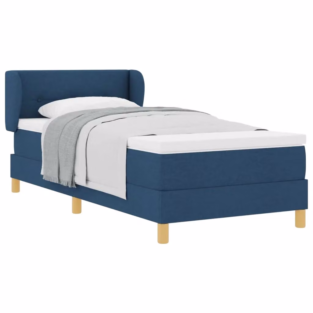 Letto a molle moderno vidaXL con testiera in tessuto blu, L/P/H: 90 x 190 cm – 2