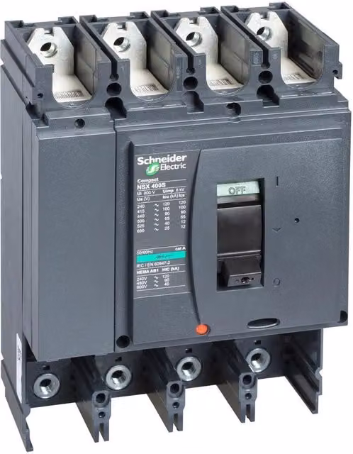Interruttore Compact NSX400N - 400 A - 4 poli - S/sganciatore Schneider
