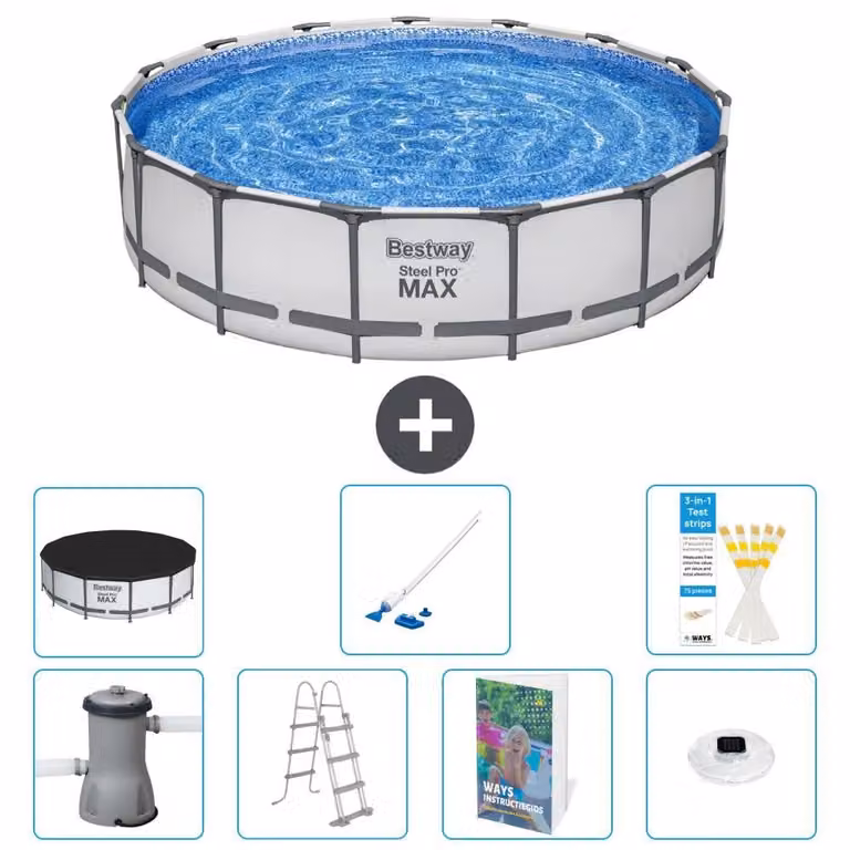 Piscina gonfiabile Bestway Steel Pro MAX, rotonda, 457x122 cm, composta da 6 parti, modello S552