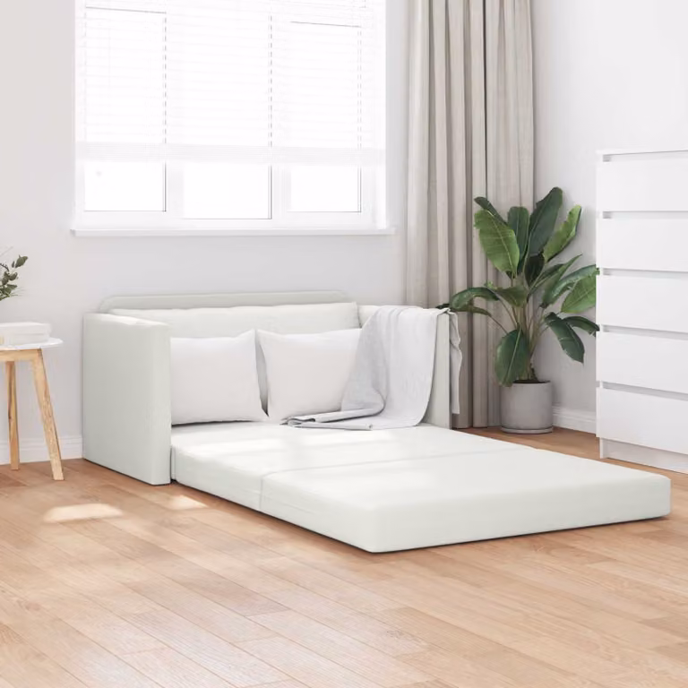 Divano letto moderno vidaXL in pelle artificiale bianca L: 124 cm, P: 71 cm, H: 78 cm