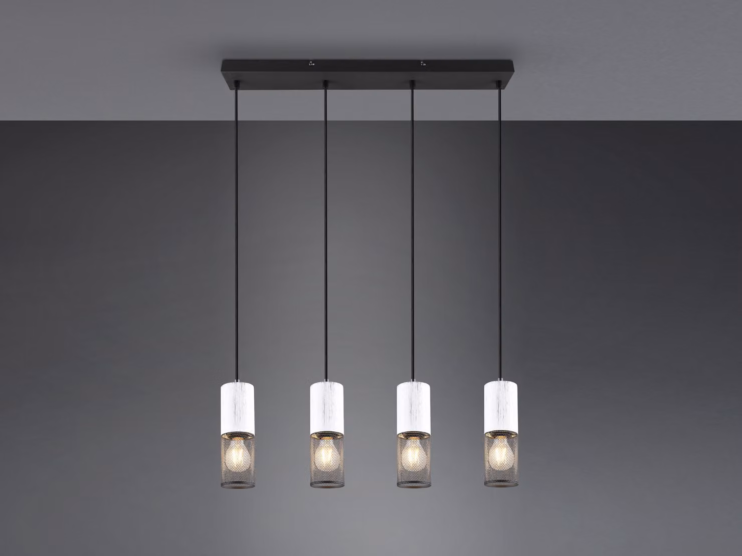 Lampada a sospensione TOSH bianco e nero 4xE27x40W in metallo, dimensioni: 150x65x9 cm, IP20, Trio
