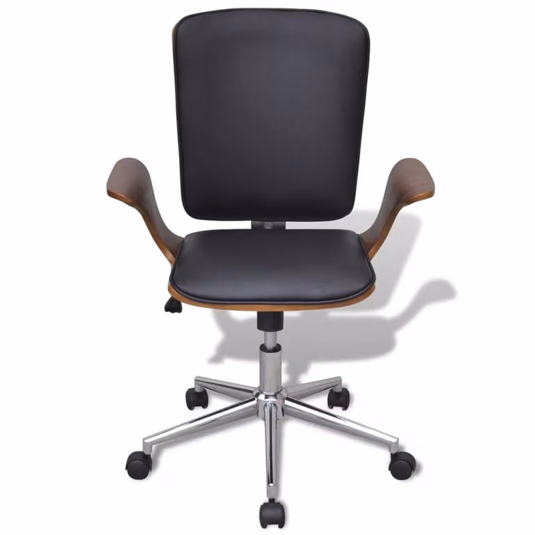 Sedia da ufficio girevole in legno curvato con rivestimento in Pelle finta