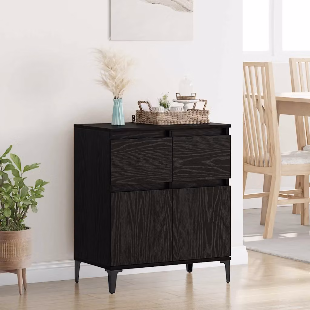 Credenza con cassetto vidaXL moderna in nero, L: 60 cm, P: 35 cm, H: 70 cm