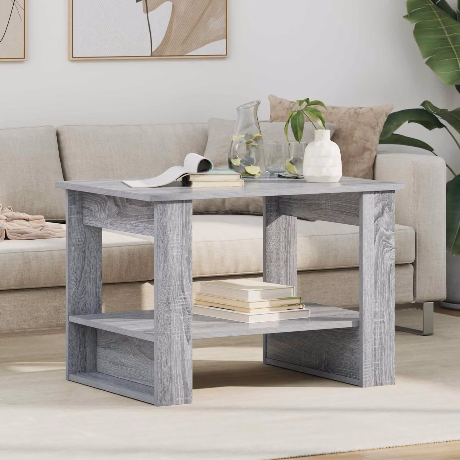 Maison Exclusive - Tavolino Sonoma grigio, 72 x 50 x 50 cm, realizzato in legno composito
