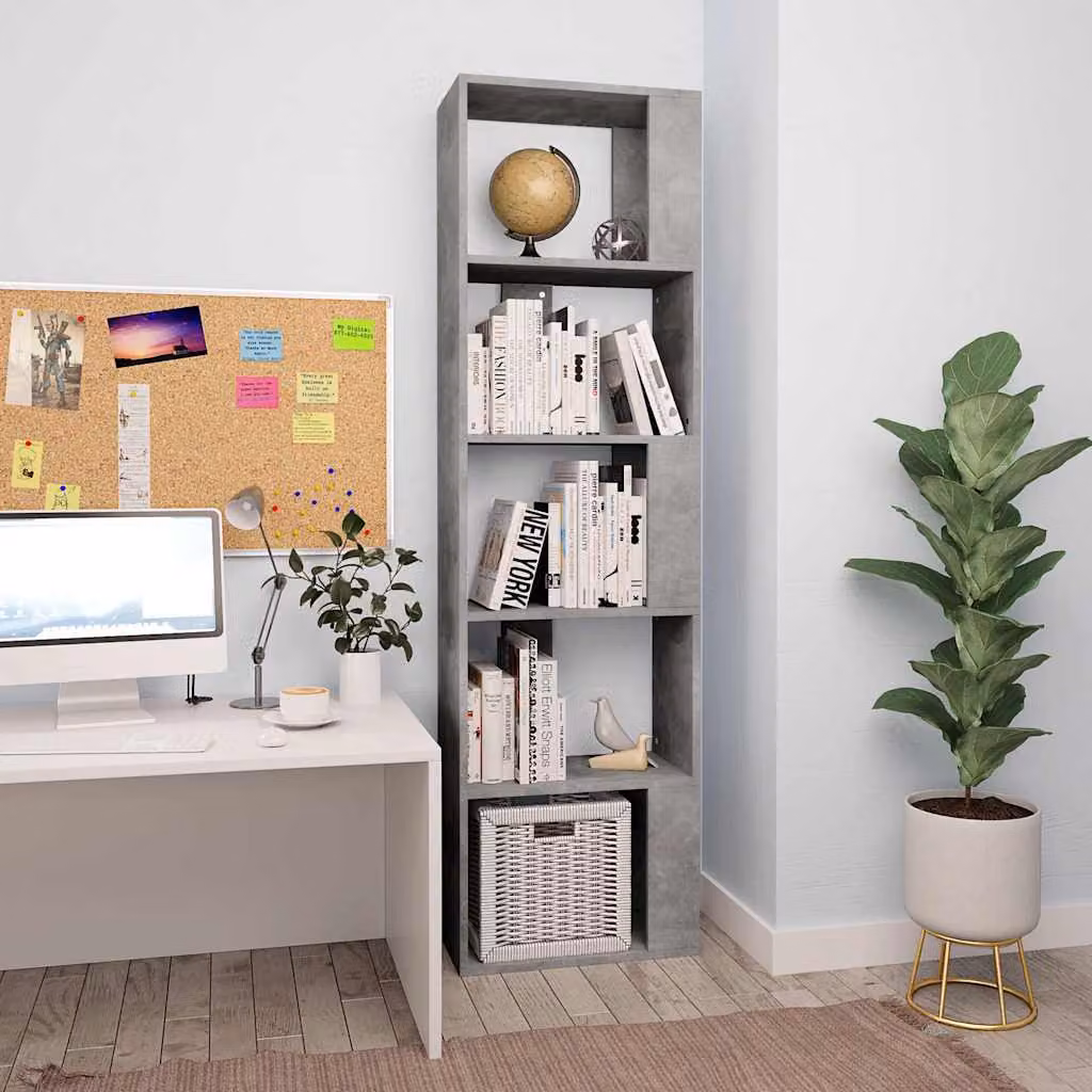 Libreria/Divisorio vidaXL in Legno Multistrato e MDF, Grigio Cemento, L 45 cm x P 24 cm x H 159 cm