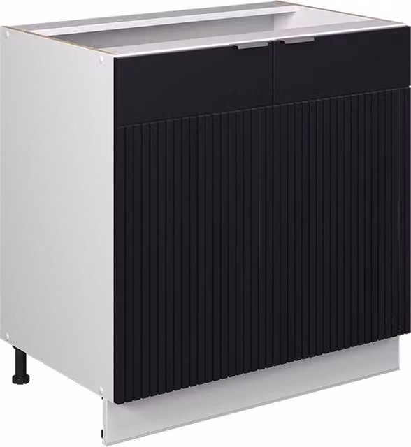 Mobiletto base cucina Fame-Line Vicco Nero rigato e Bianco L: 80 cm