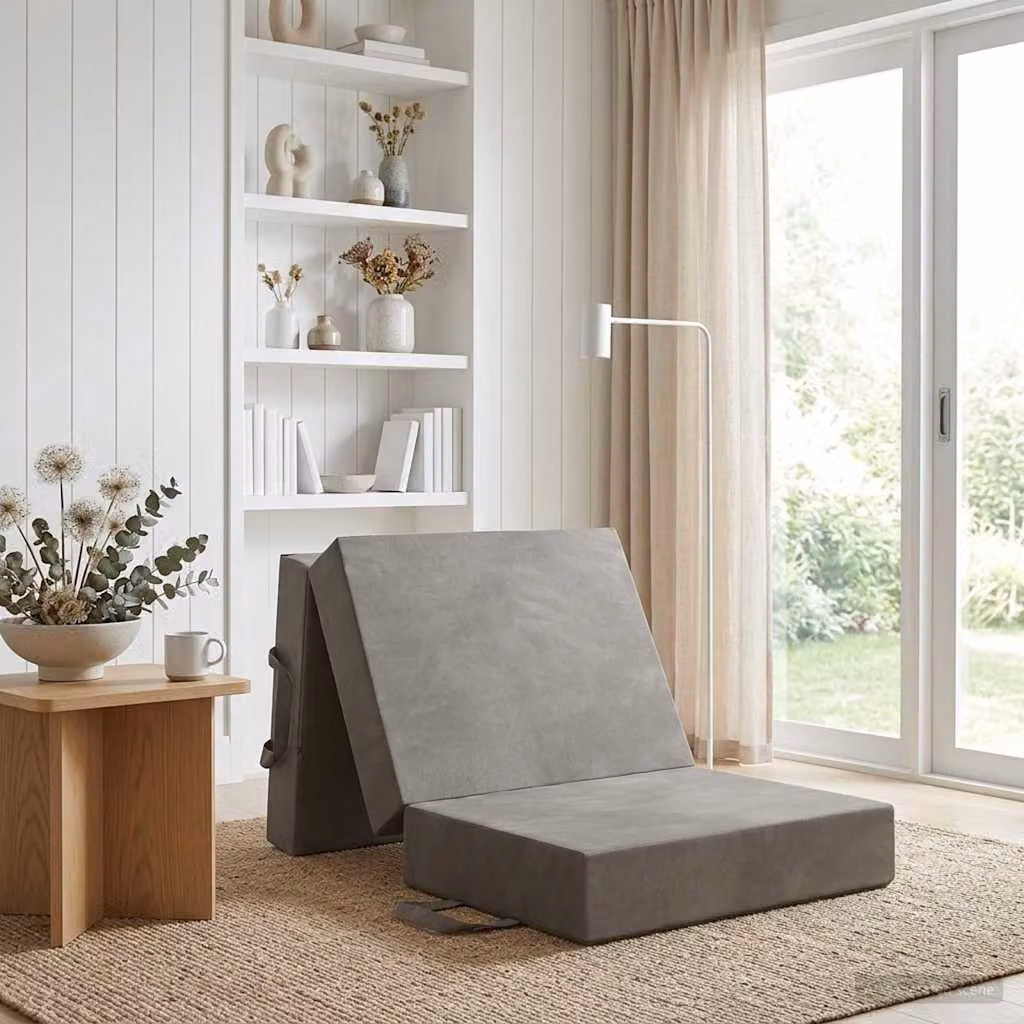 vidaXL Divano Letto Pieghevole in Velluto Grigio con Imbottitura in Schiuma L: 90 cm, P: 63 cm, H: 45 cm