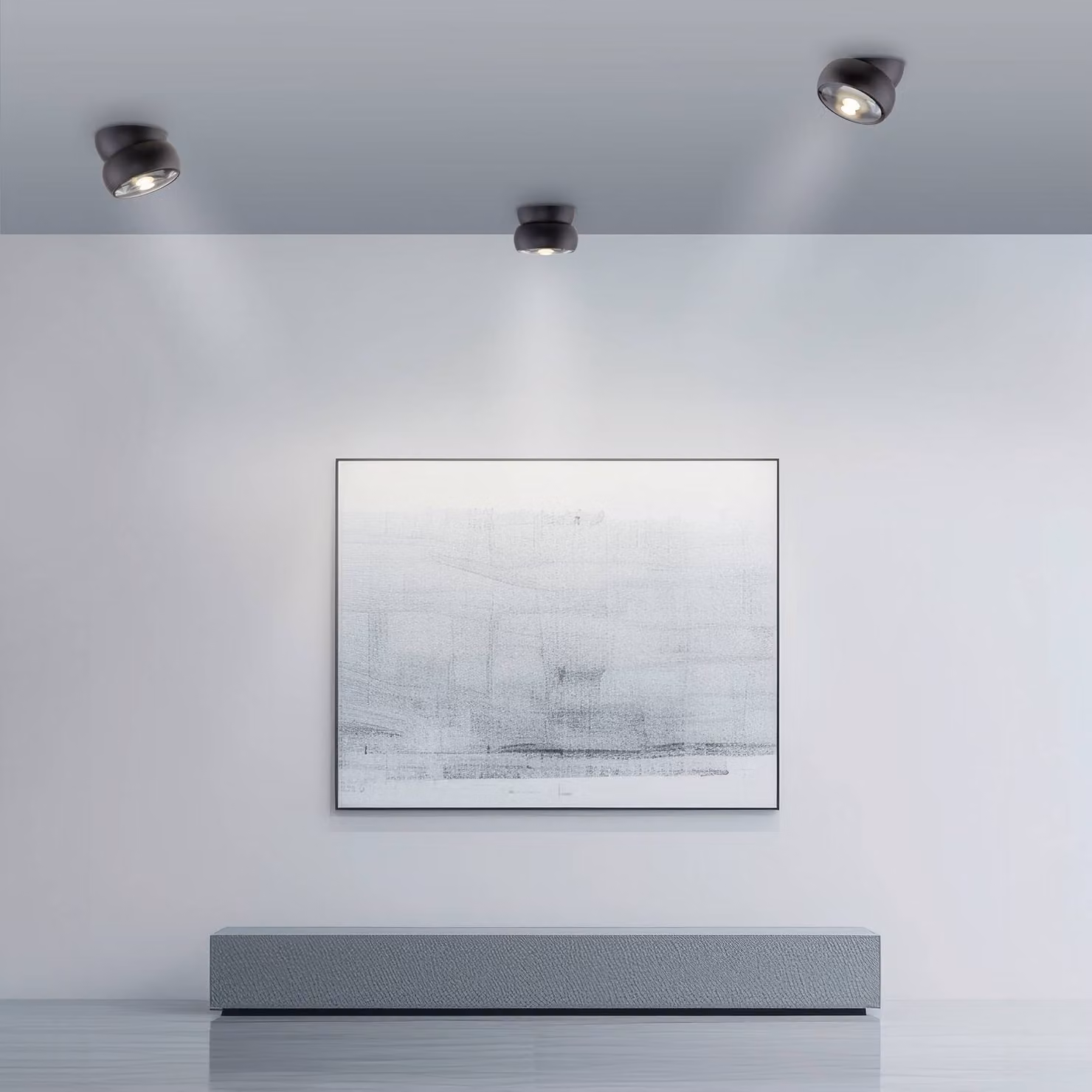 PURE Faretto da soffitto LED Move, nero, Ø 12 cm, metallo/vetro dimmerabile, Nero, Soggiorno / Sala da pranzo, Metallo, Moderno