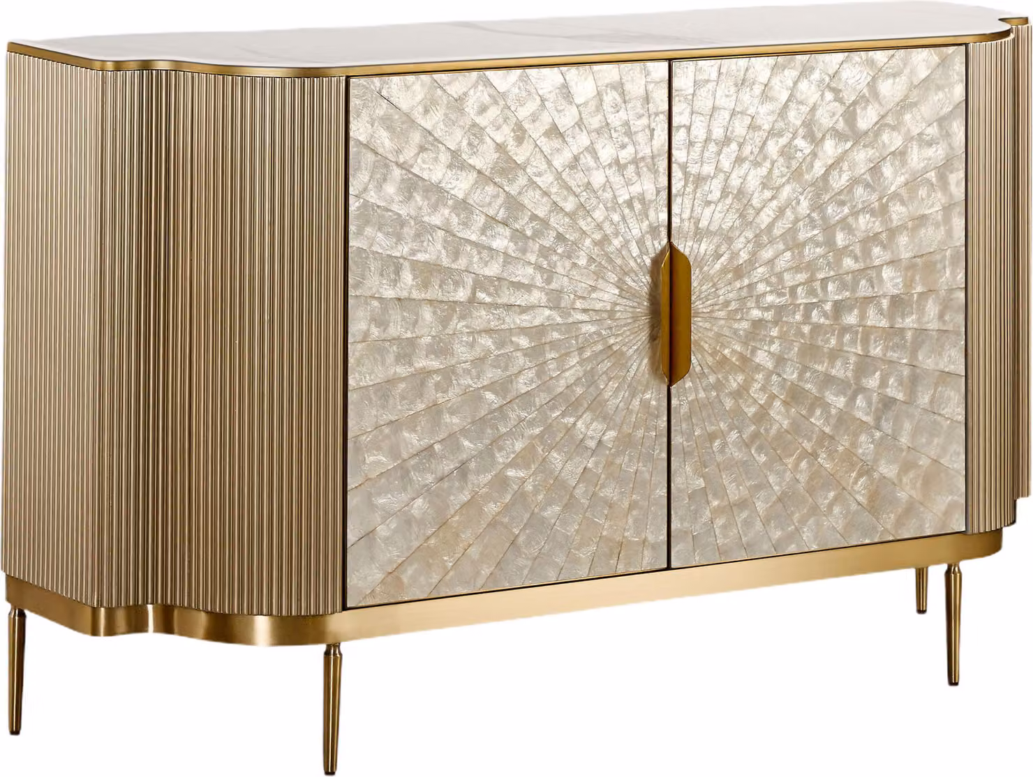 FURNLUX Credenza Stilig Gold 150cm / Colore principale: Giallo / Dimensioni: 150 x 88 x 40 cm