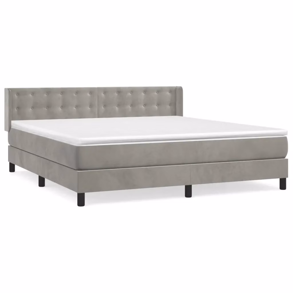 Giroletto a Molle con Materasso vidaXL in Velluto Grigio Chiaro L/P/H: 160 x 200 cm – 2