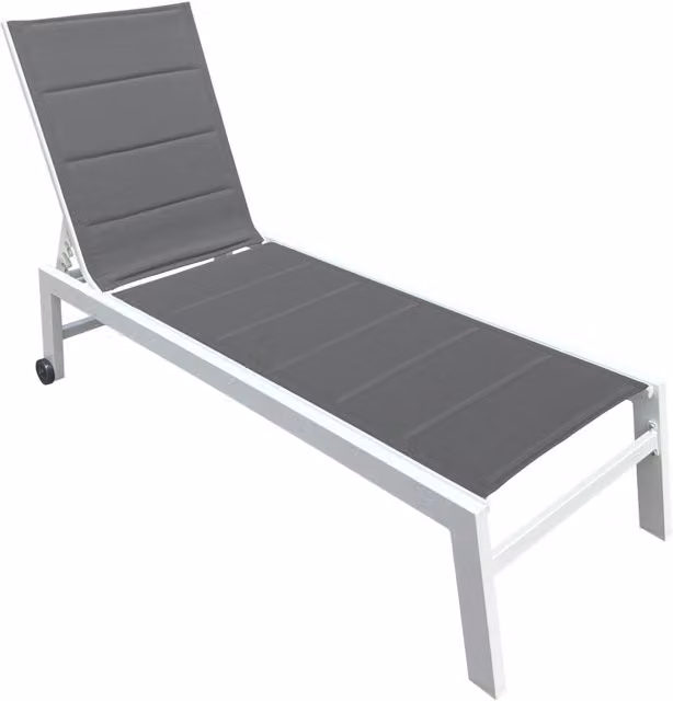 Lettino BARBADOS in textilene grigio - alluminio bianco