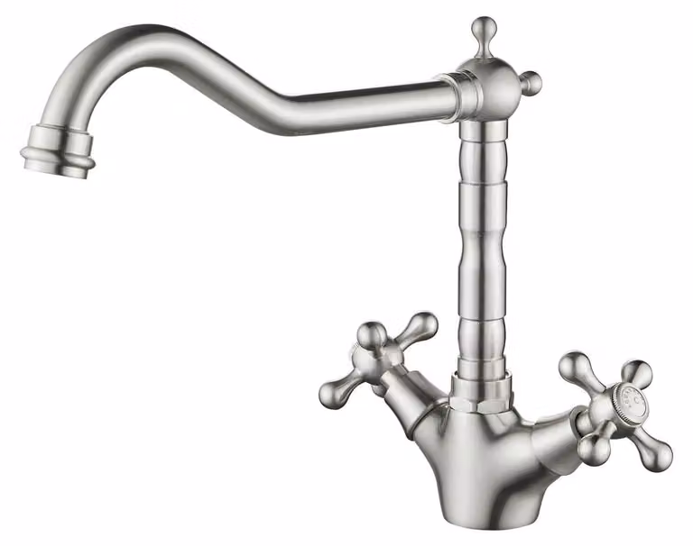 Miscelatore da cucina in acciaio inossidabile con bocchetta angolata, modello Heritage Ascot Aquanello