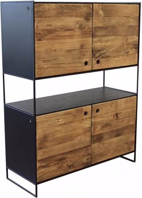 Mobile madia Anselm Cosma in legno di pino marrone per soggiorno e sala da pranzo L: 100 cm, P: 40 cm, H: 131 cm – 2