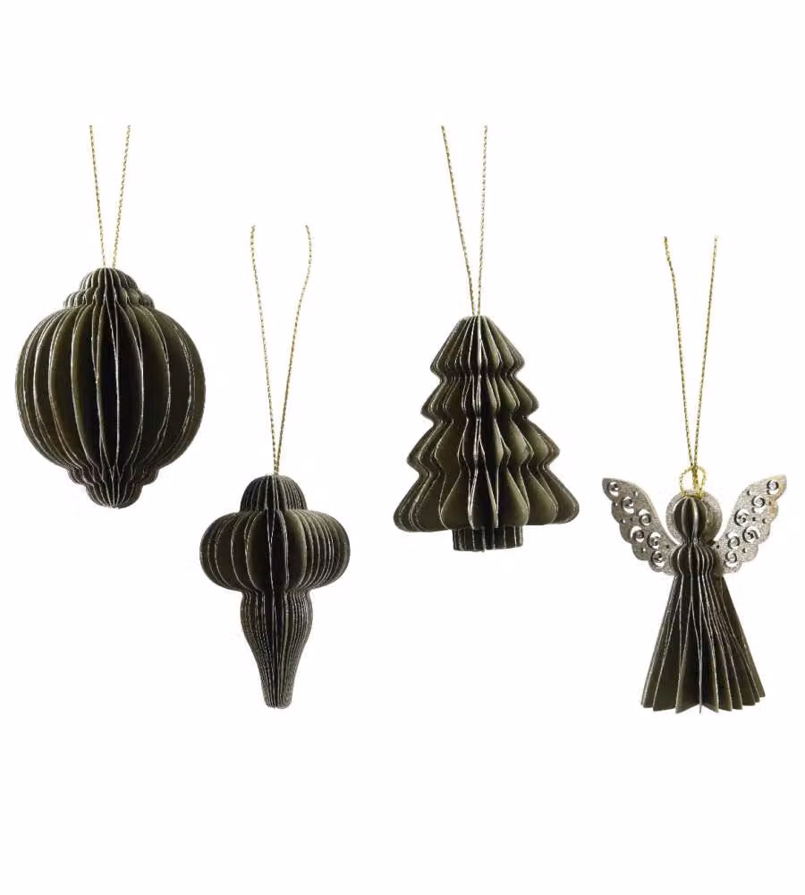 Decoris Addobbi Natalizi in Carta per Albero - Verde - 6 cm