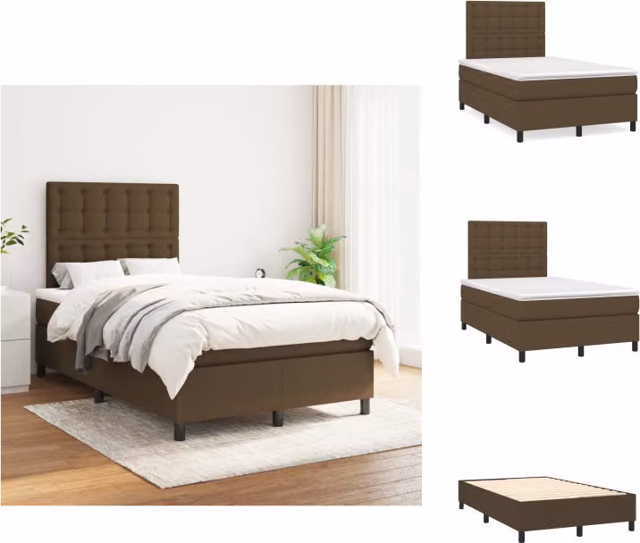 vidaXL Letto a molle con materasso in tessuto marrone scuro 120x200 cm - Letti e strutture letto