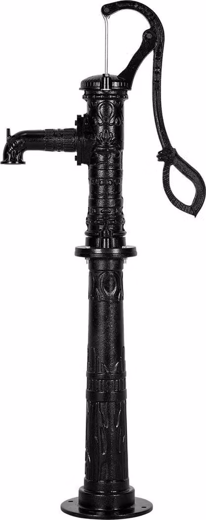 Pompa a mano per pozzo, sollevamento massimo 6 metri, pompa manuale antica in ghisa con base rialzata, attacco NPT da 1-1/4 pollici, facile da installare, per giardini esterni, laghetti, cortili, fattorie, colore nero
