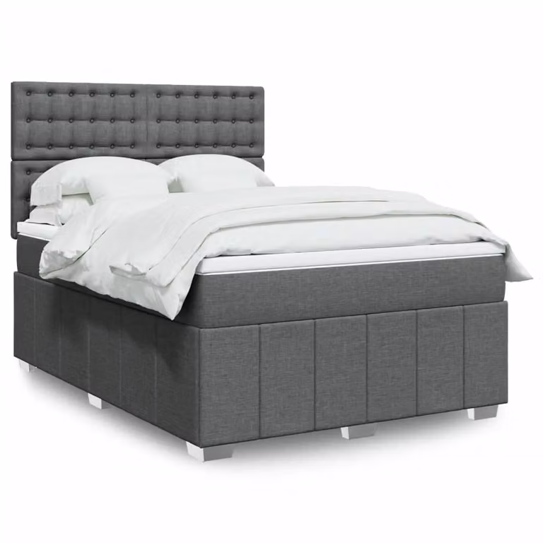 vidaXL Letto Ibrido con Materasso a Molle Insacchettate Grigio e Bianco L/P: 140 x 190 cm