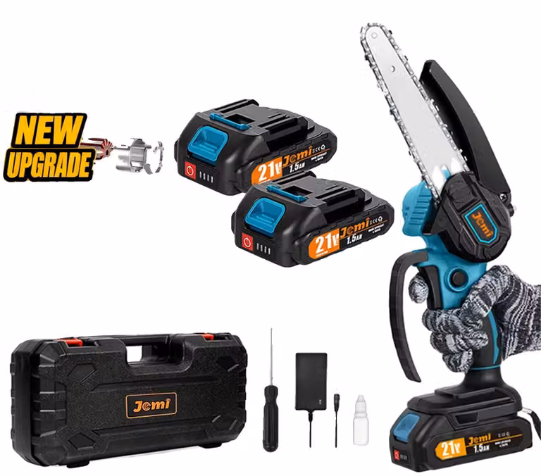 Motosega a batteria, design leggero, montaggio rapido, set di aggiornamento con 2 batterie