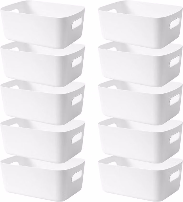 Set di 10 scatole di plastica bianco/grigio/arancione/giallo/blu
