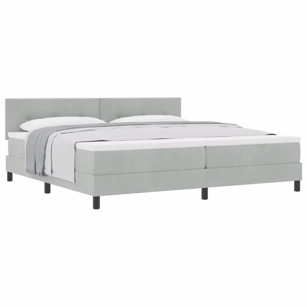 Letto matrimoniale moderno vidaXL in velluto grigio con testiera L/P/H: 200 x 200 x 103 cm – 2