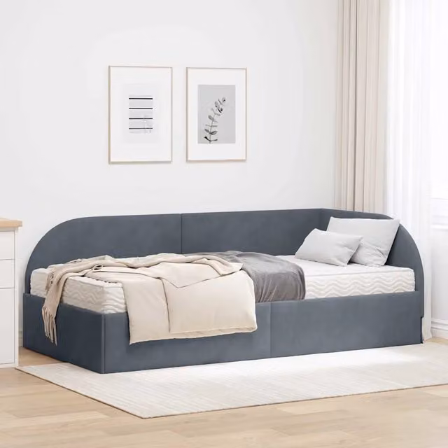 Struttura Letto Angolare con Materasso 2 pz-Giroletto con materasso Grigio Velluto 802272