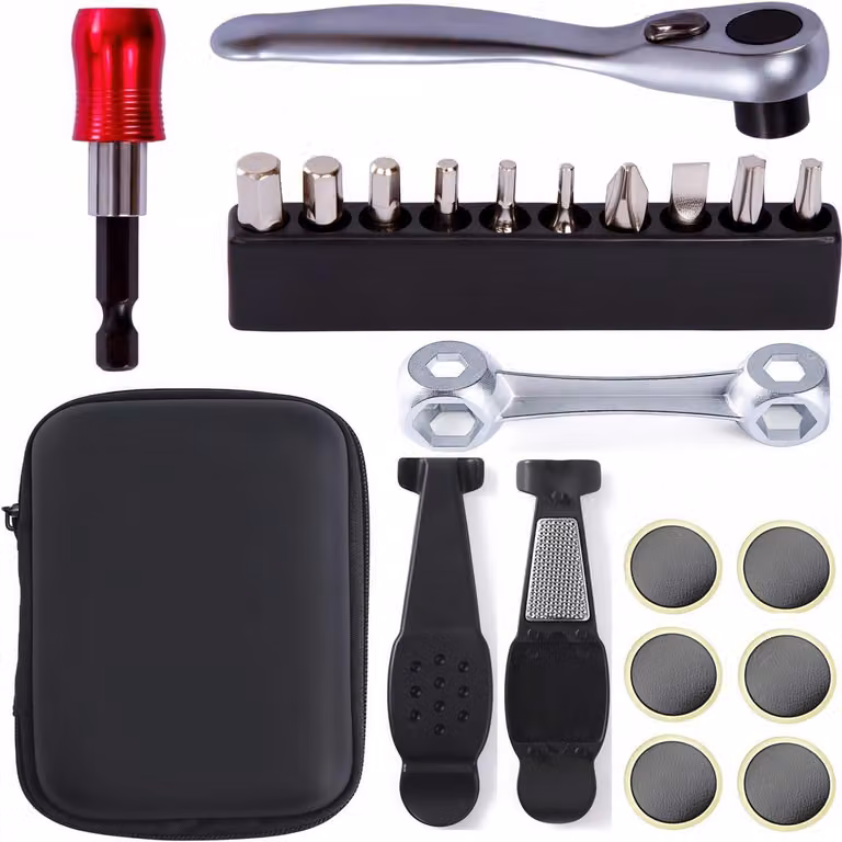 Set di attrezzi per bicicletta, mini chiave a cricchetto con 10 inserti e prolunga magnetica, acciaio CR-V, per biciclette da corsa