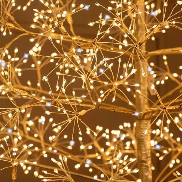 Albero Champagne h 1,5 m con 1500 microled o h 1,8 m con 2100 microled bianco caldo e bianco freddo, uso interno - 1.5.