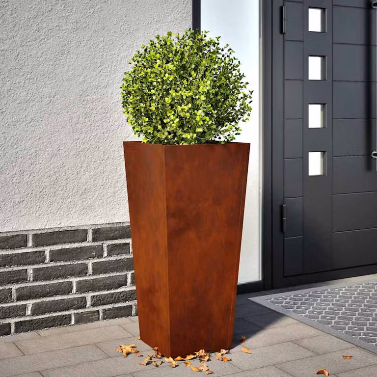Set di 2 fioriere da giardino vidaXL in acciaio color argento e marrone, L/P/H: 35 x 35 x 75 cm