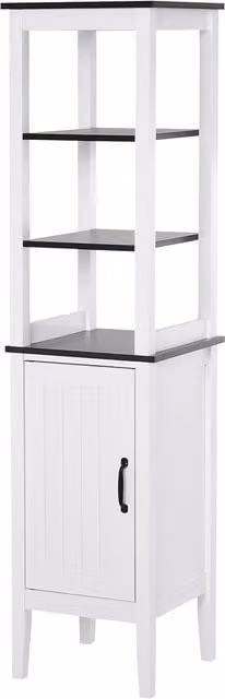 Mobiletto Salvaspazio per Bagno e Lavanderia HOMCOM Bianco con 3 Ripiani Aperti e Regolabili L: 40 cm, P: 38 cm, H: 162.5 cm – 1